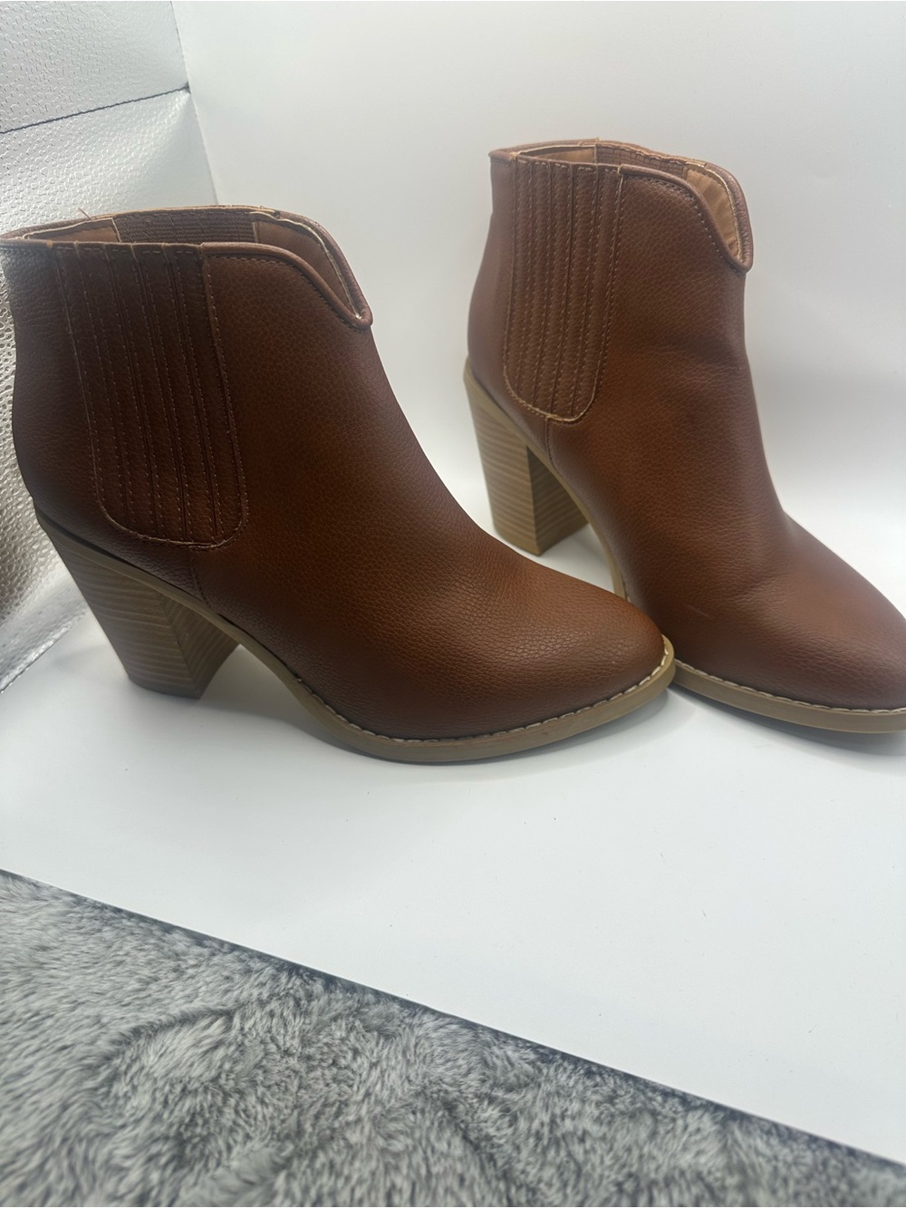 Women’s Brown Ankle Booties with Block Heel